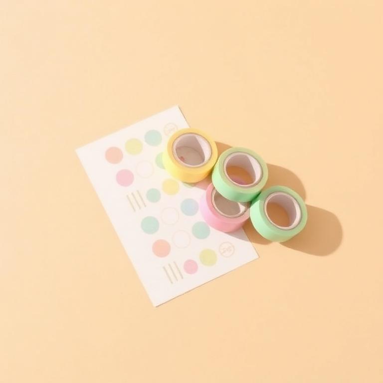 Set washi tape pastel 4 cuộn + sticker trang trí